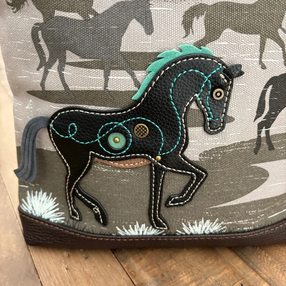 Chala Horse Design Crossbody Bag Derby Gray purse - Picture 3 of 16